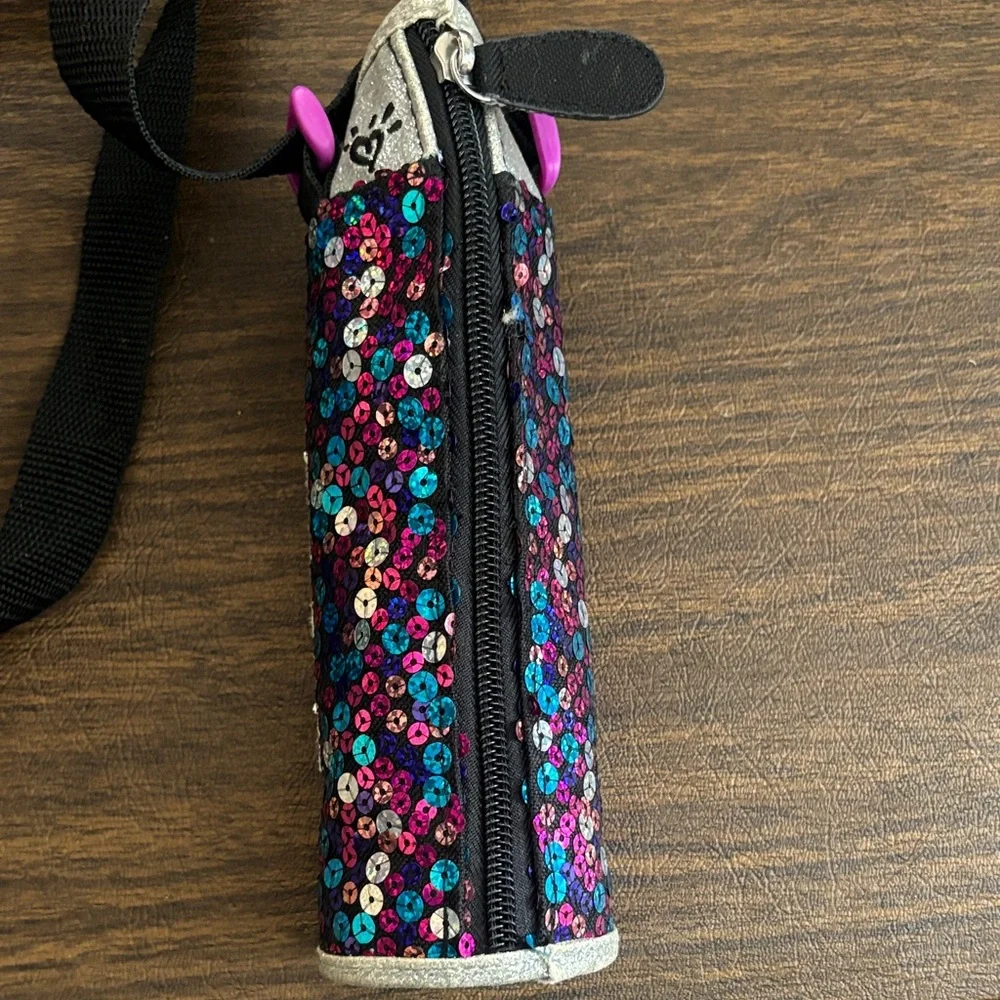Justice Sequins Insulated Water Bottle Holder Strap Letter M NEW